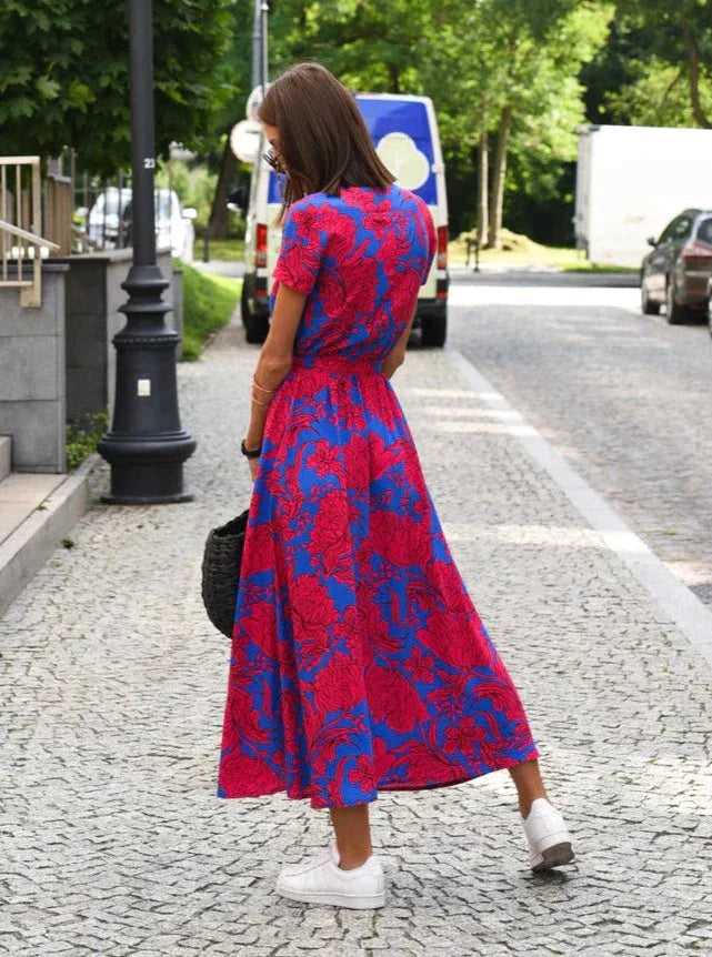 Maxikleid Boho Wickelkleid mit Trendigem Print