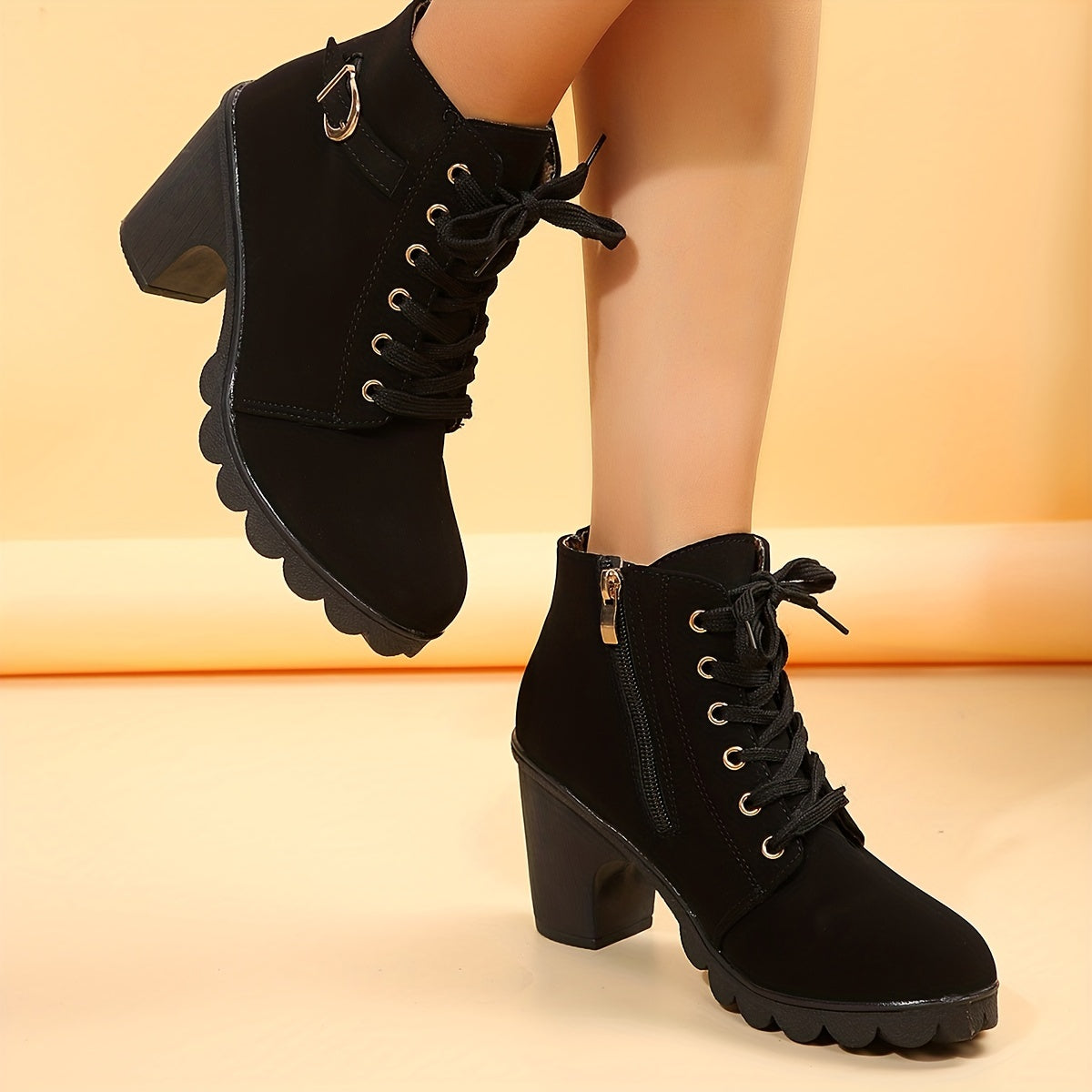 Schnürstiefel Damen – Trendige Stiefeletten mit Absatz und rutschfester Sohle