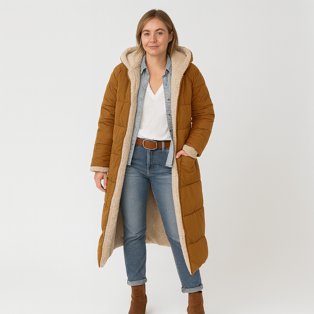Women's Long Winter Coat with Hood – Warm, Soft and Elegant