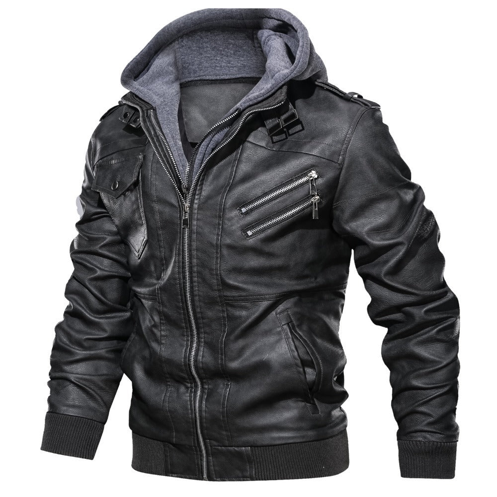 Herren Kapuzenjacke – Moderner Motorradstil mit Reißverschluss