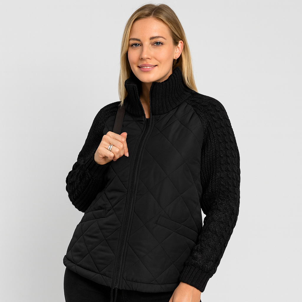 Steppjacke für Damen mit gestrickten Ärmeln – Warm und elegant