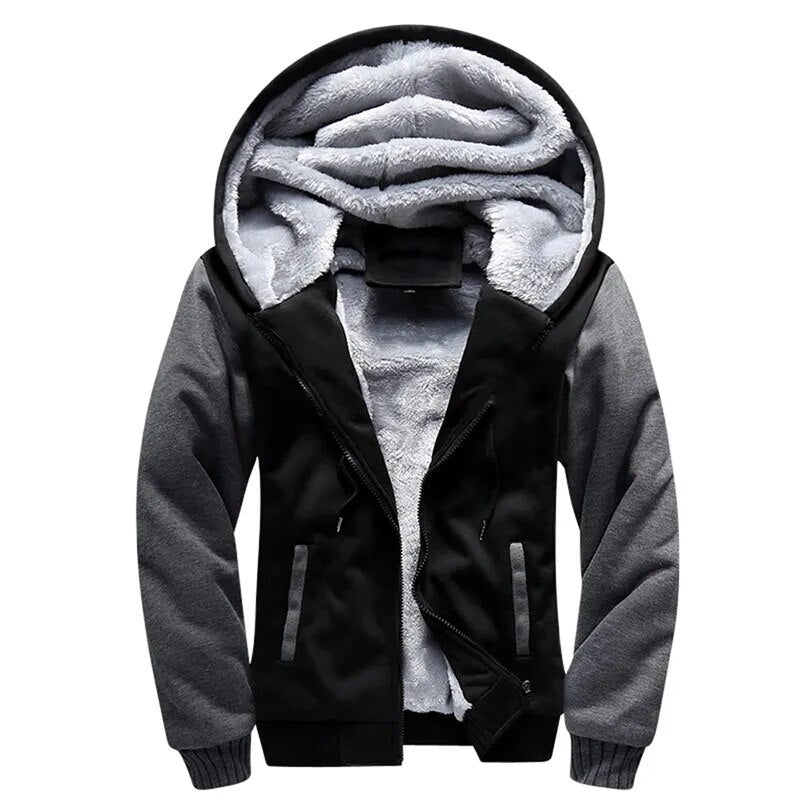 Men's Warm Hoodie Jacket – Comfortable Lined Winter Coat with Hood