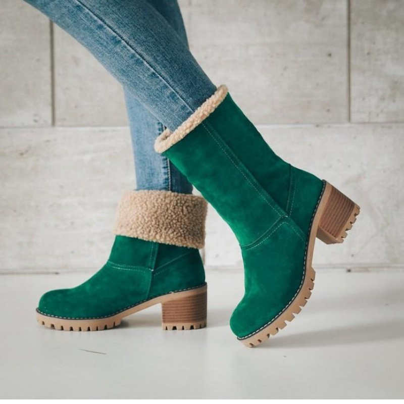 Warme Winterstiefel Damen – Gefütterte Stiefeletten mit Absatz und rutschfester Sohle