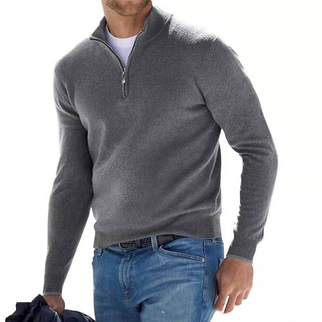 Men's Pullover with Zipped Collar Classic Style