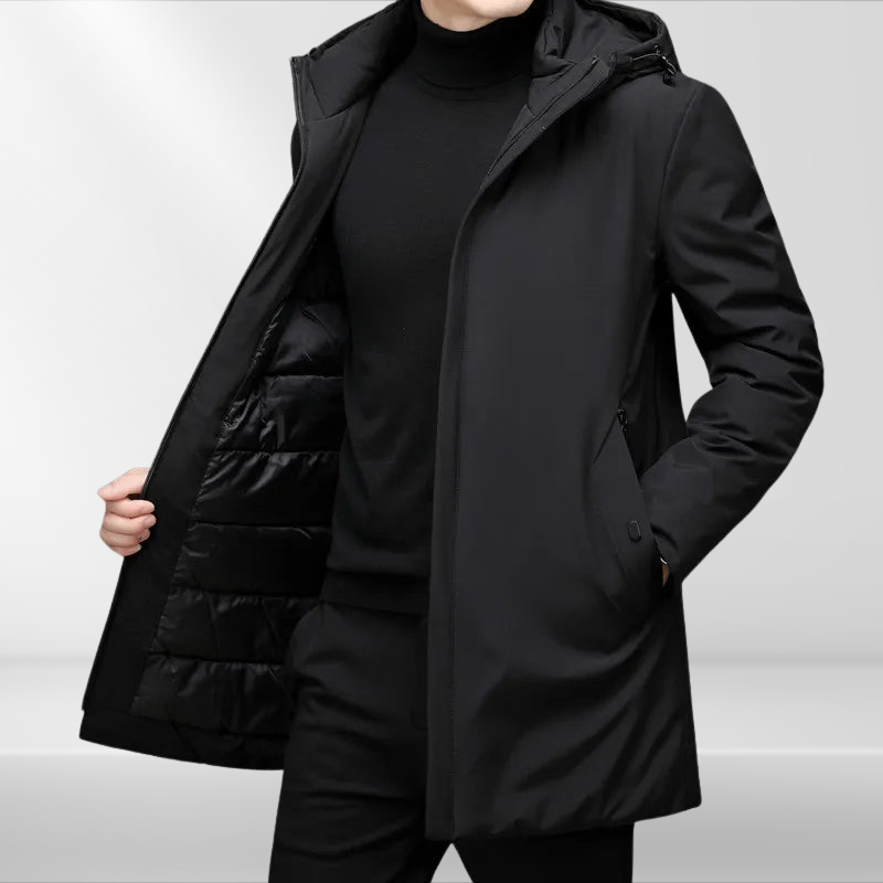Manteau d’Hiver Homme avec Capuche – Long Manteau Stylé et Fonctionnel