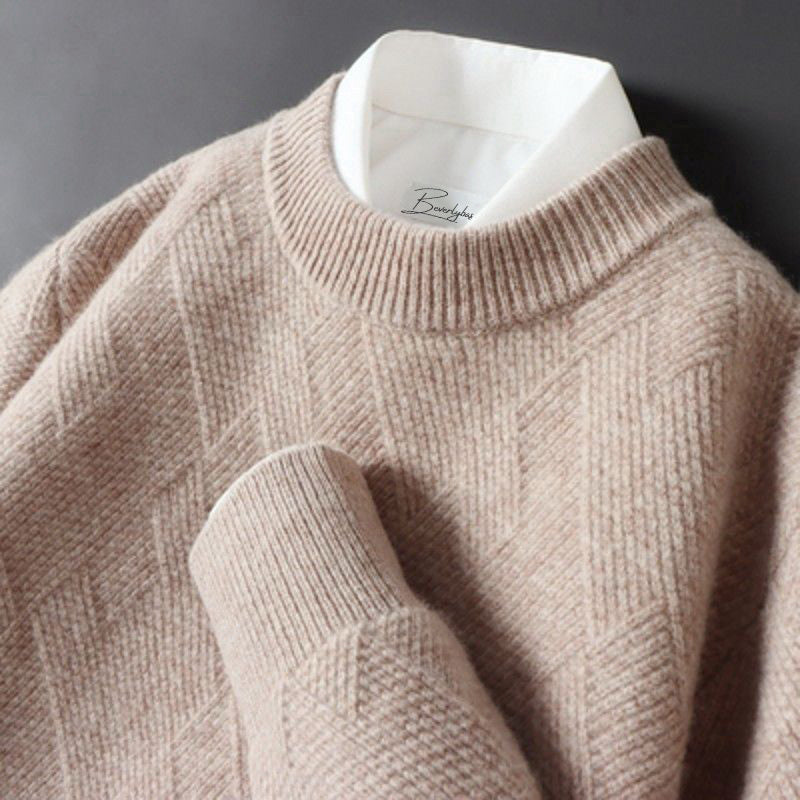Herrenpullover uni – Weicher Strickpullover mit dezentem Muster
