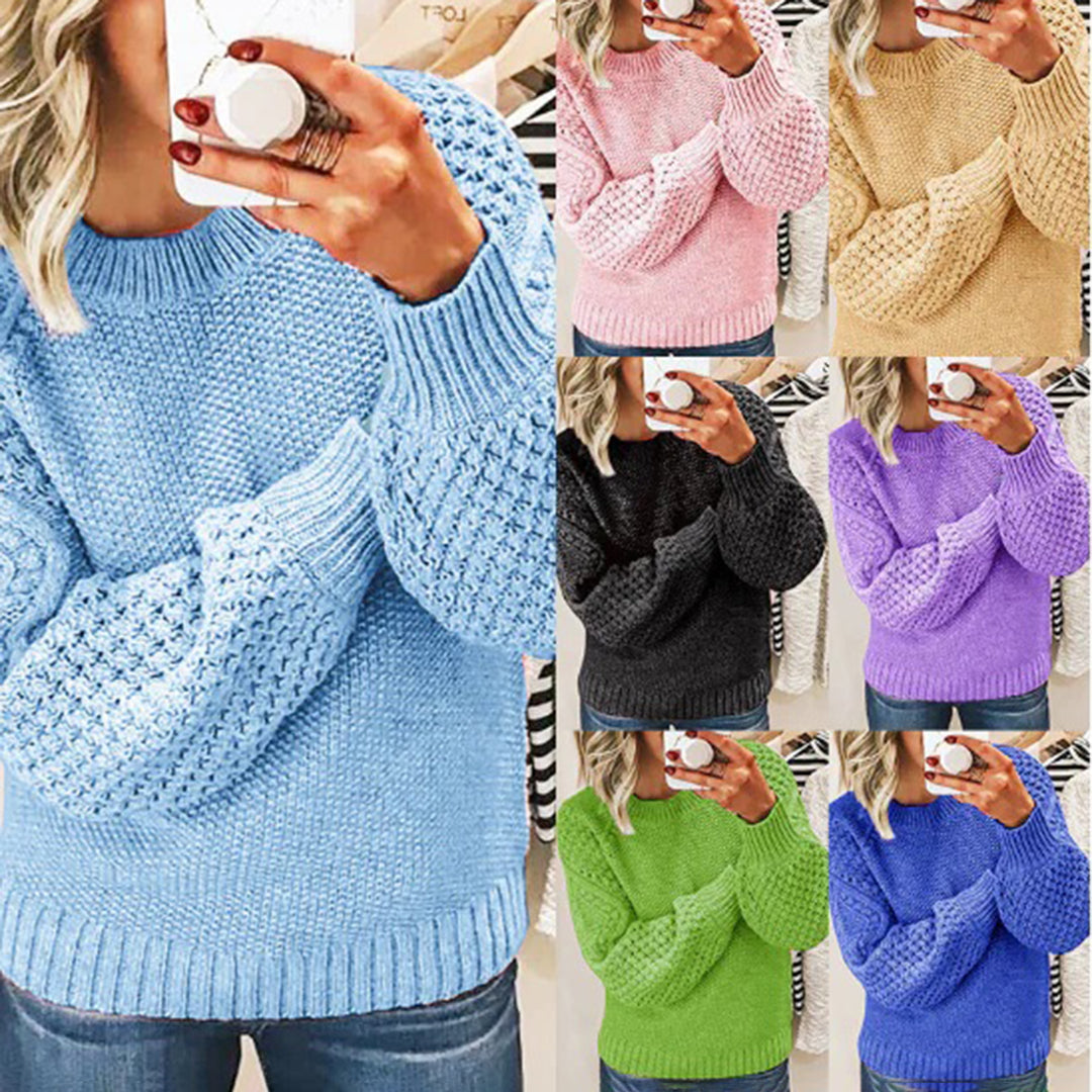 Damenpullover mit strukturierten Ärmeln moderner Strickstil