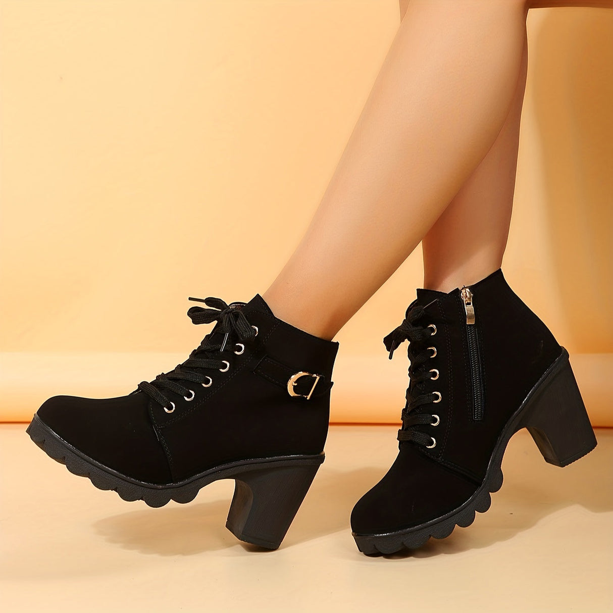 Schnürstiefel Damen – Trendige Stiefeletten mit Absatz und rutschfester Sohle
