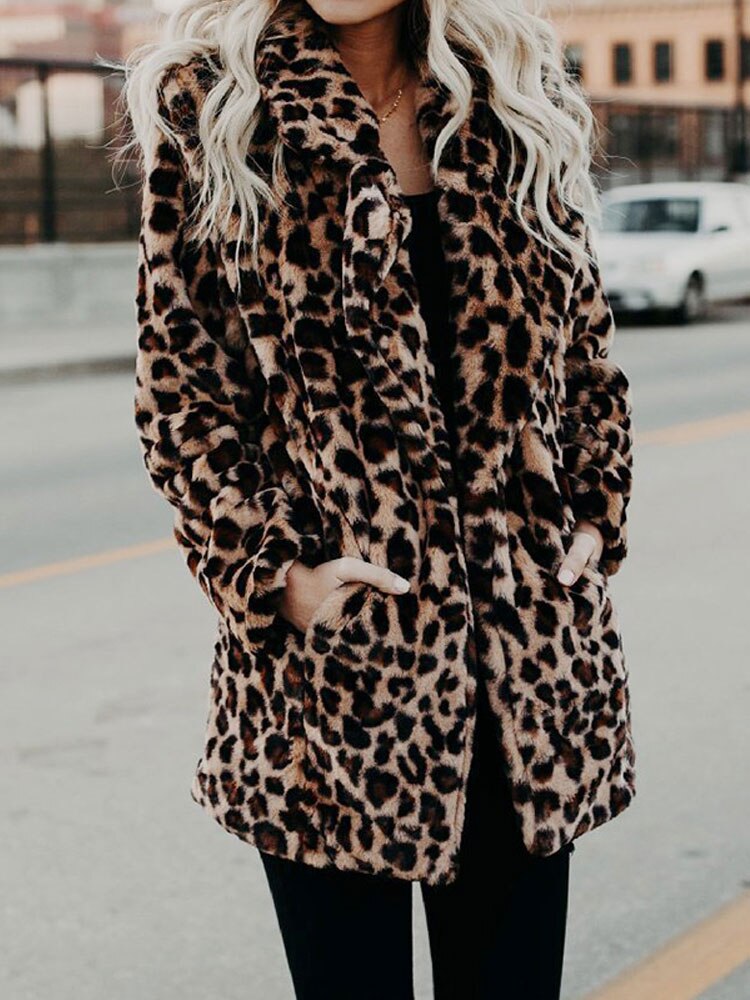 Women's Leopard Coat – Soft Jacket Faux Fur Style