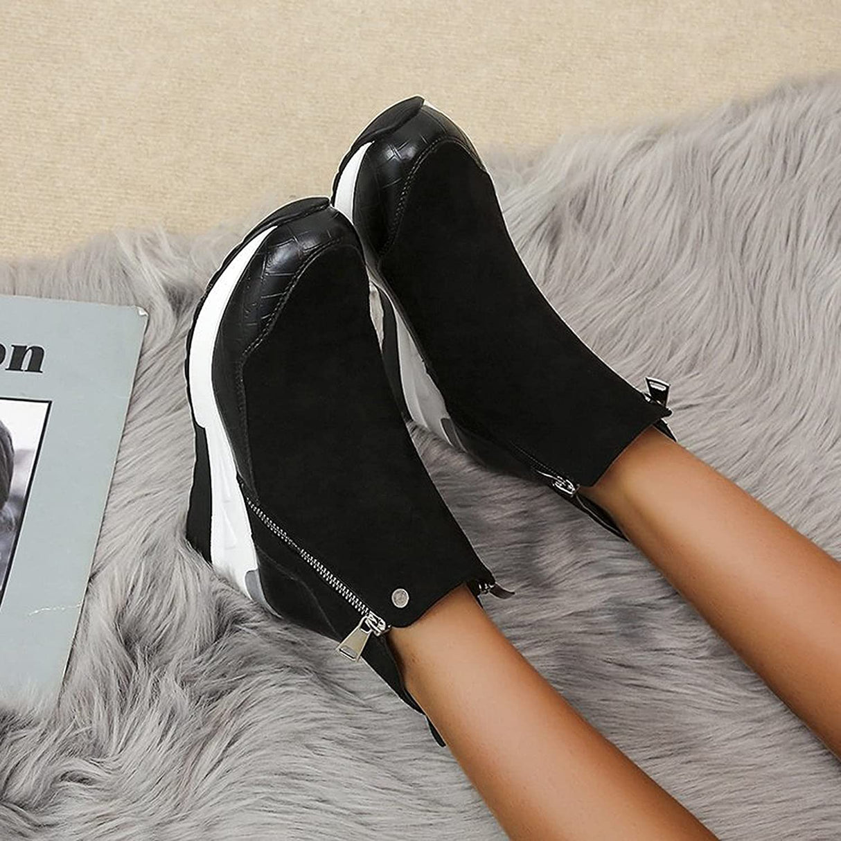 Women's ankle boots – Sporty winter boots with soft lining