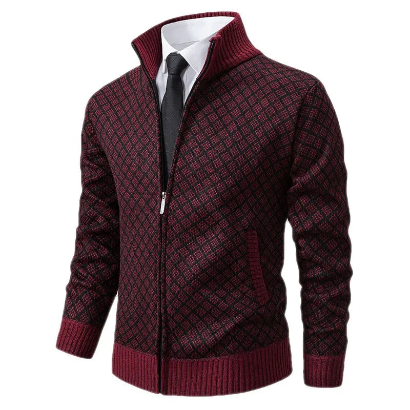 Herrenpullover aus Strick – Eleganter Pullover mit Reißverschluss und klassischem Muster