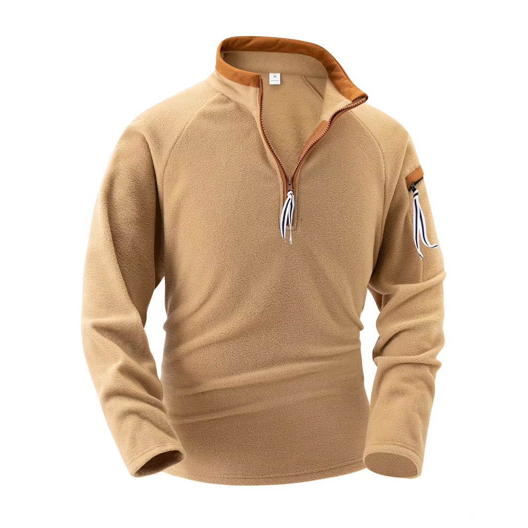 Men's sporty half-zip sweater – Sweatshirt with contrasting collar
