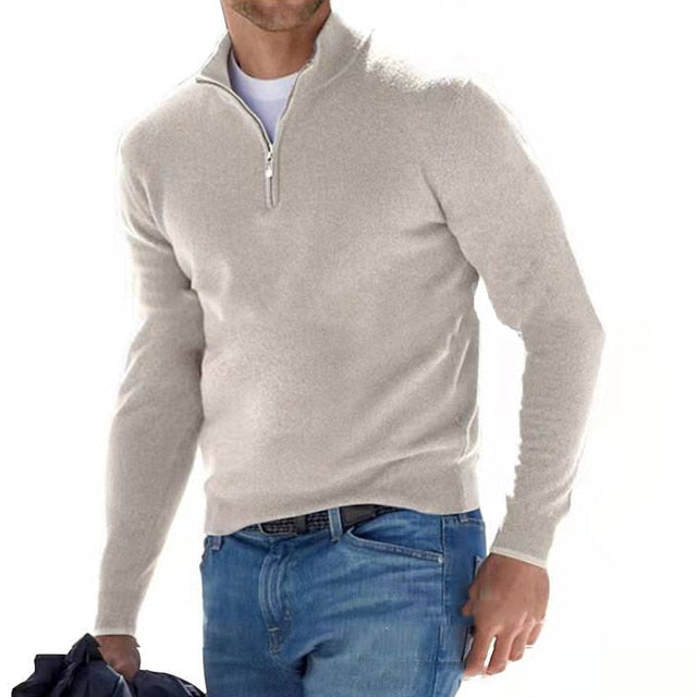 Men's Pullover with Zipped Collar Classic Style
