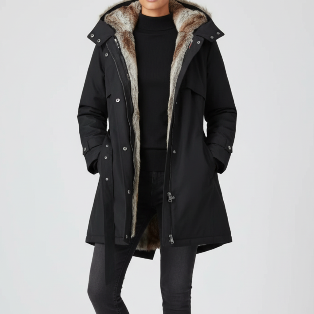 Langer Damenparka – Warmer Wintermantel mit weichem Futter