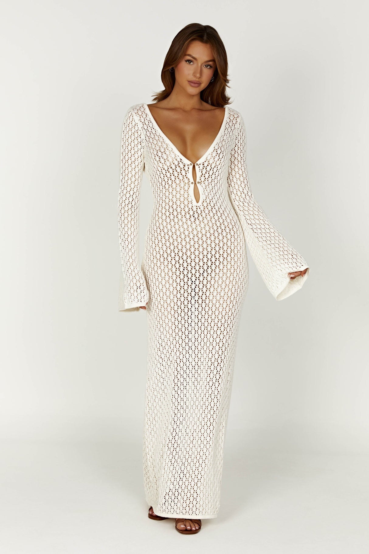 Robe d'Été Blanche Élégante à Manches Amples