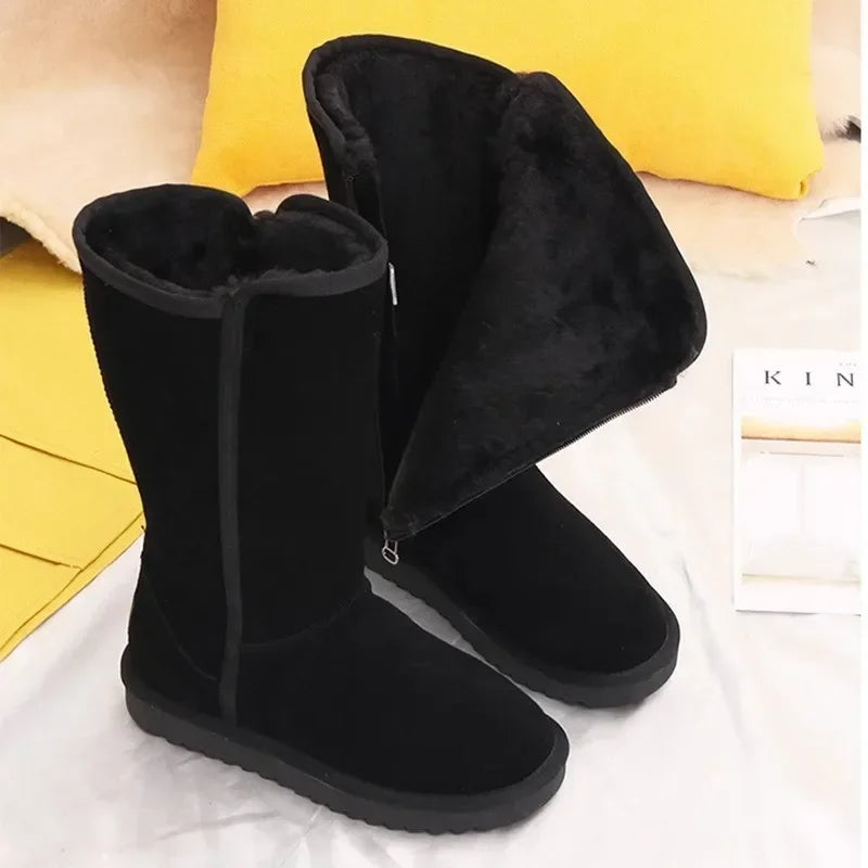 Hohe Winterstiefel Damen – Lange Warme Stiefel mit Weichem Futter