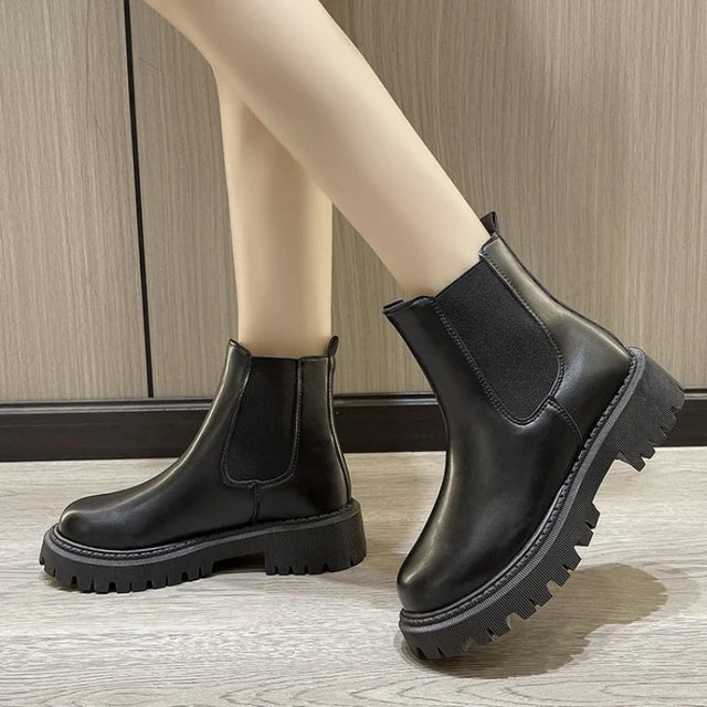 Chelsea Ankle Boots Women – Trendy Boots with Thick Sole