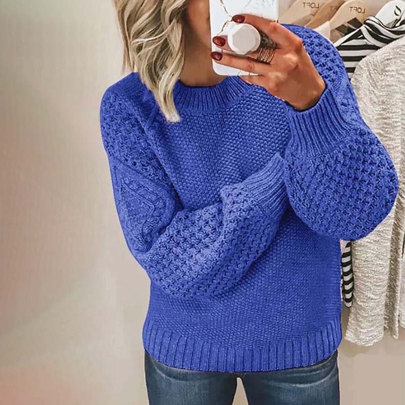 Damenpullover mit Farbblöcken – Weicher Winterpullover aus Strick mit weiter Passform