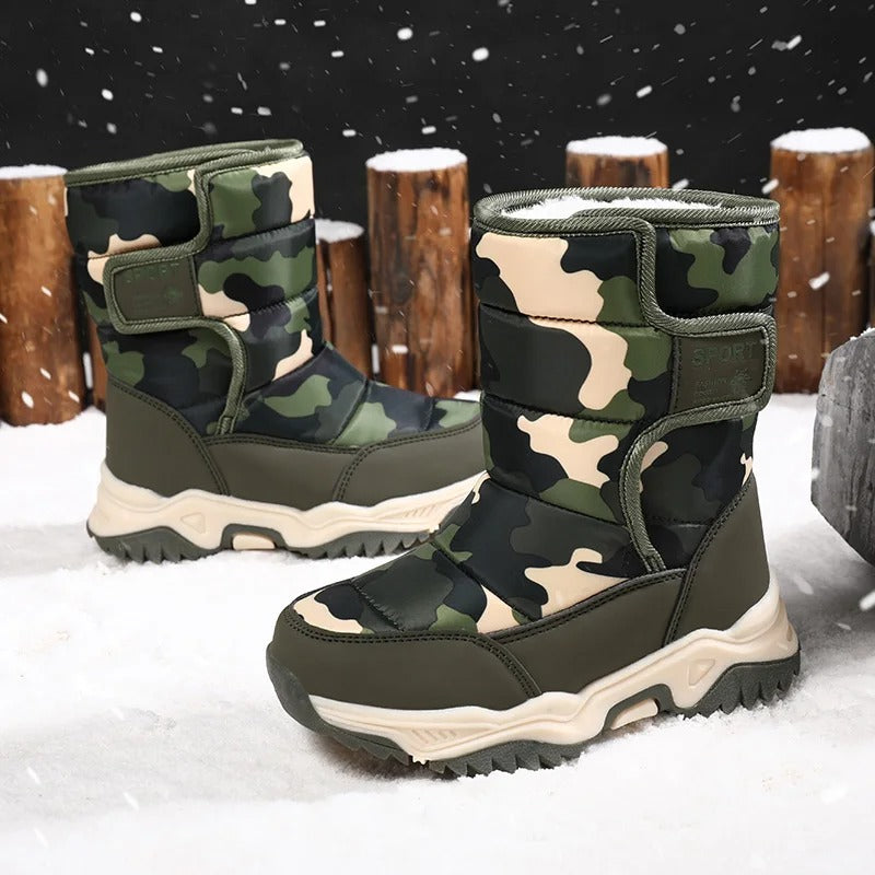 Winterstiefel für Kinder – Warme Schneestiefel mit Camouflage und rutschfester Sohle