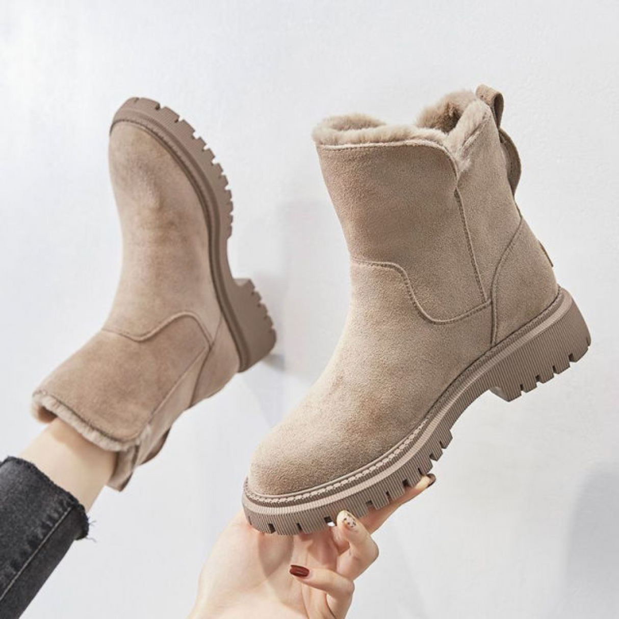 Winterstiefel Damen – Warme gefütterte Stiefel mit Reißverschluss