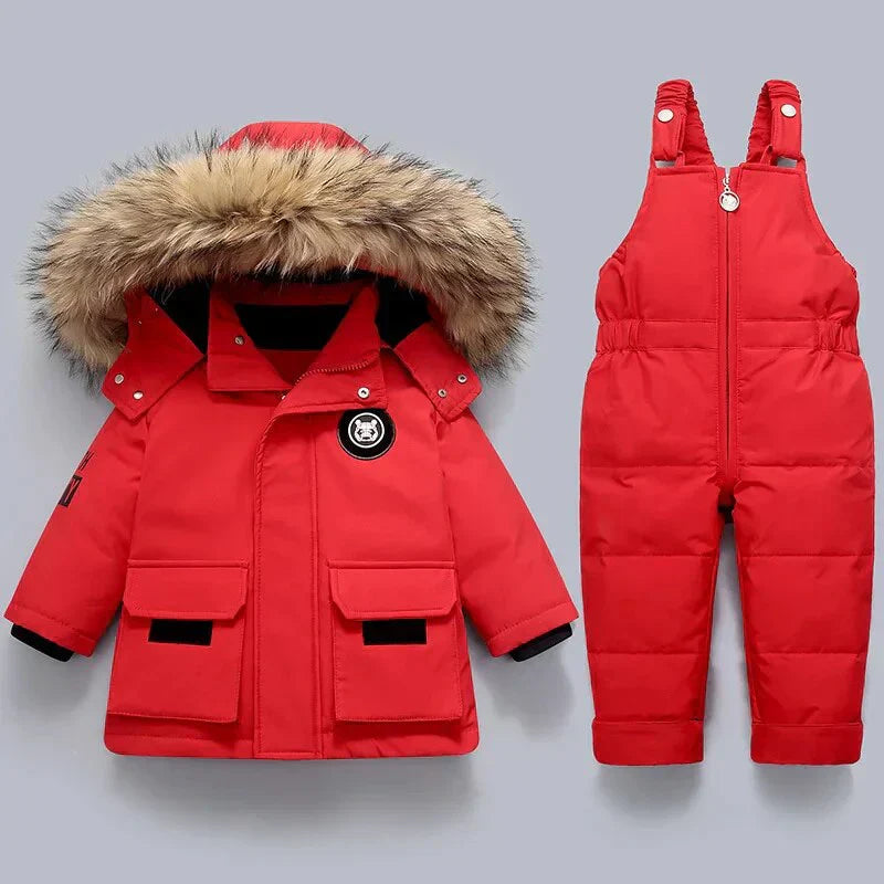 Kinder-Winterset – Warme Jacke mit Hose und Kapuze