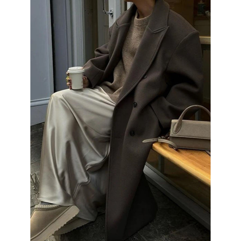 Elegant long coat for women – Stylish overcoat with classic cut