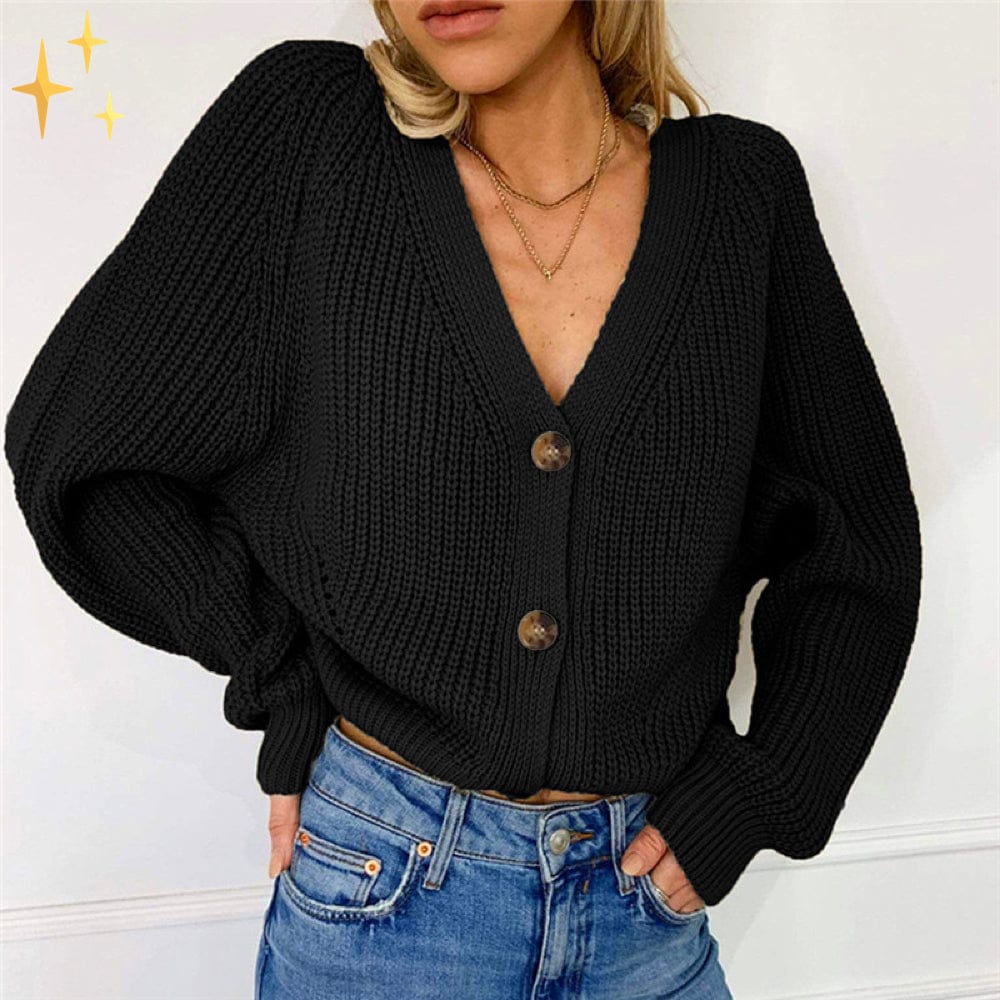 Damen Oversize Cardigan – Strickweste mit V-Ausschnitt und Knöpfen
