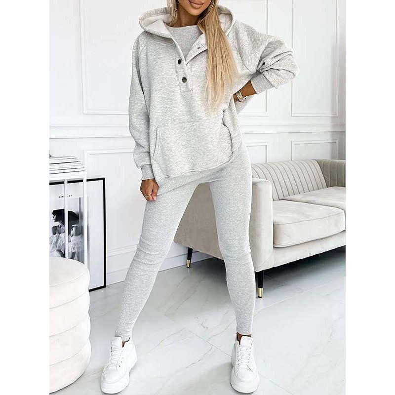 Damen-Trainingsanzug – Bequeme Kleidung mit Knopfpullover