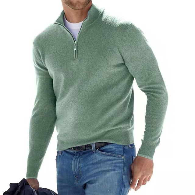 Men's Pullover with Zipped Collar Classic Style