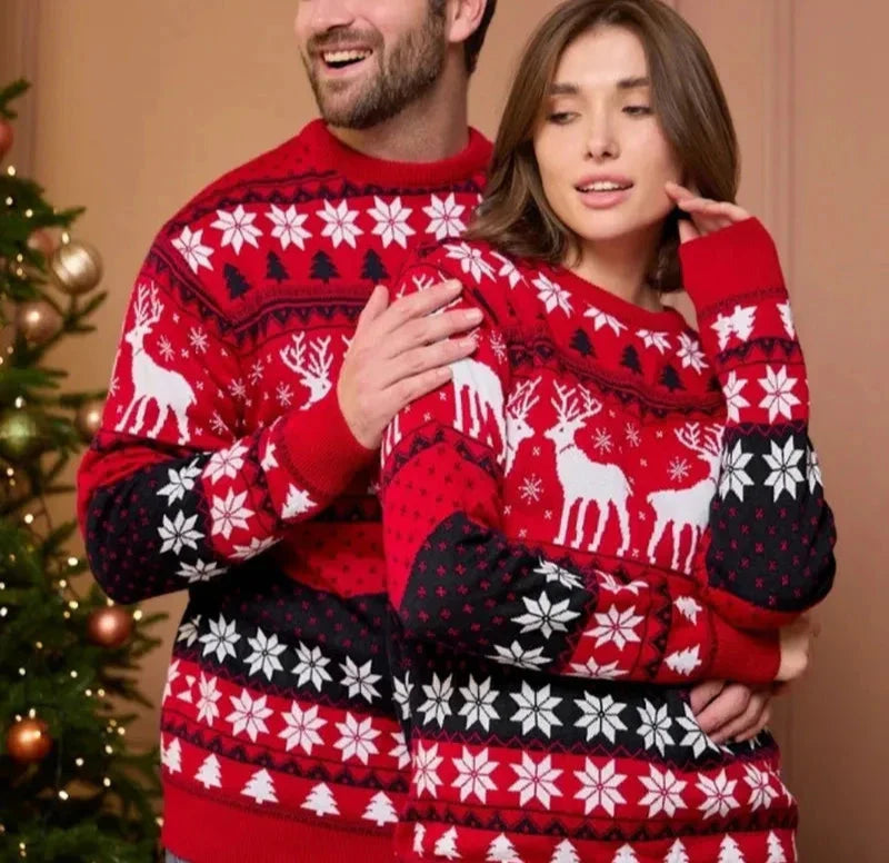 Unisex Christmas Sweater – Matching Winter Sweaters with Nordic Christmas Pattern