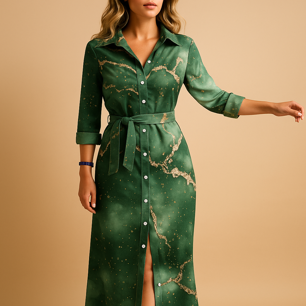 Sommerlangkleid für Damen aus atmungsaktivem Stoff mit kurzen Ärmeln