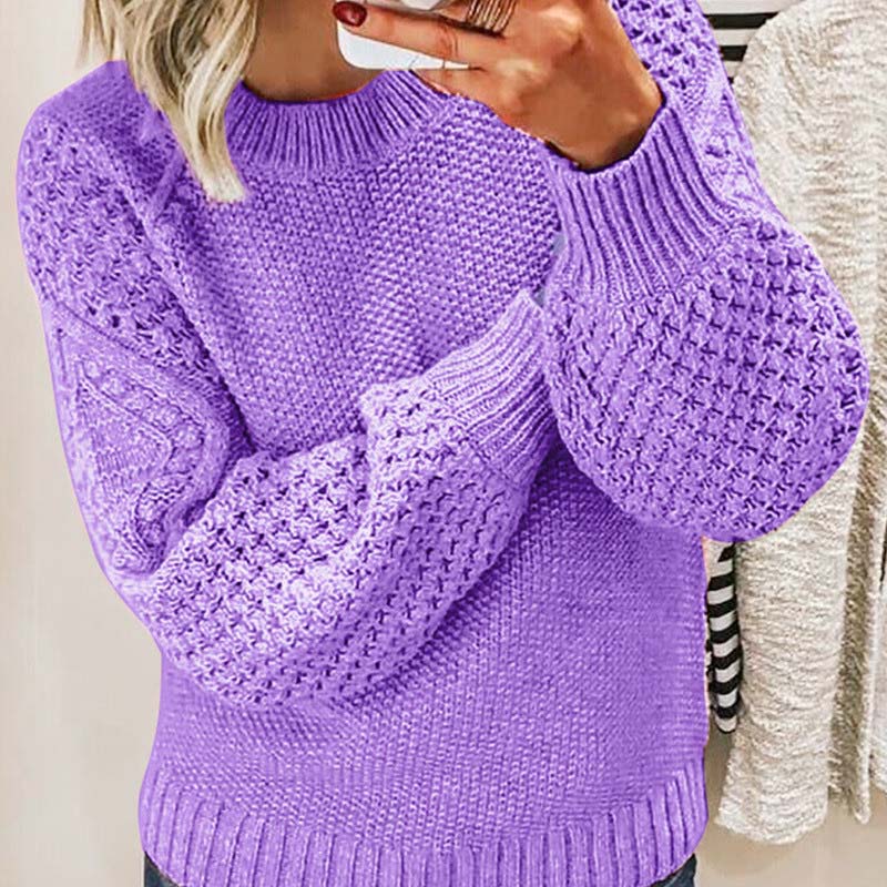 Damenpullover mit Farbblöcken – Weicher Winterpullover aus Strick mit weiter Passform