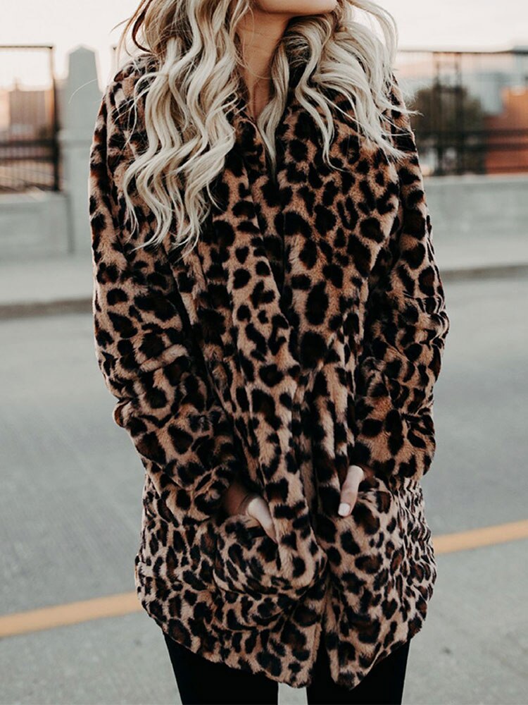 Women's Leopard Coat – Soft Jacket Faux Fur Style