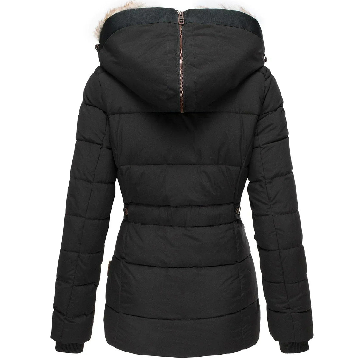Damen-Wintermantel – Taillierter Parka mit abnehmbarer Kapuze