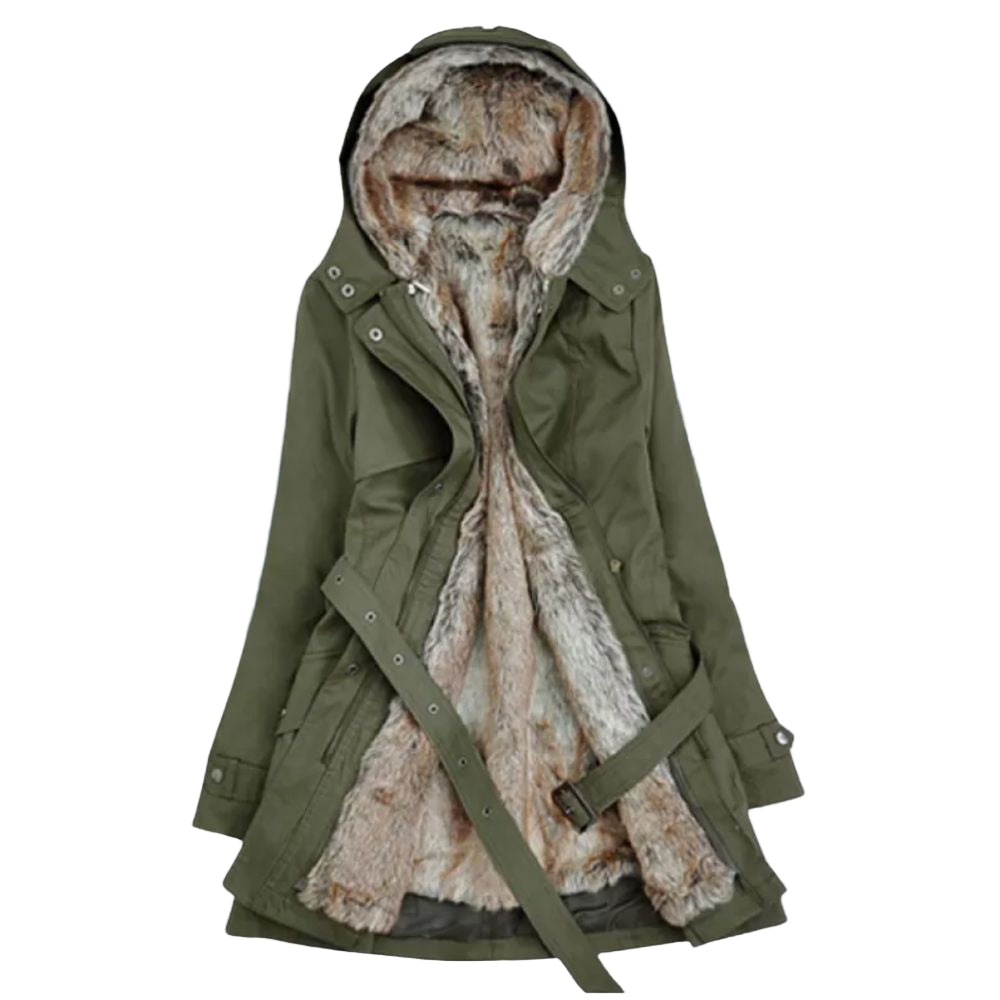 Langer Damenparka – Warmer Wintermantel mit weichem Futter