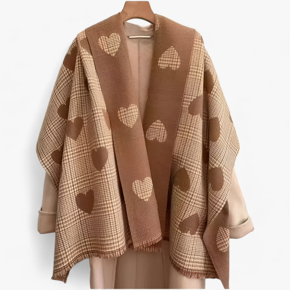 Szal z sercami – ciepły i elegancki szalik damski na zimę