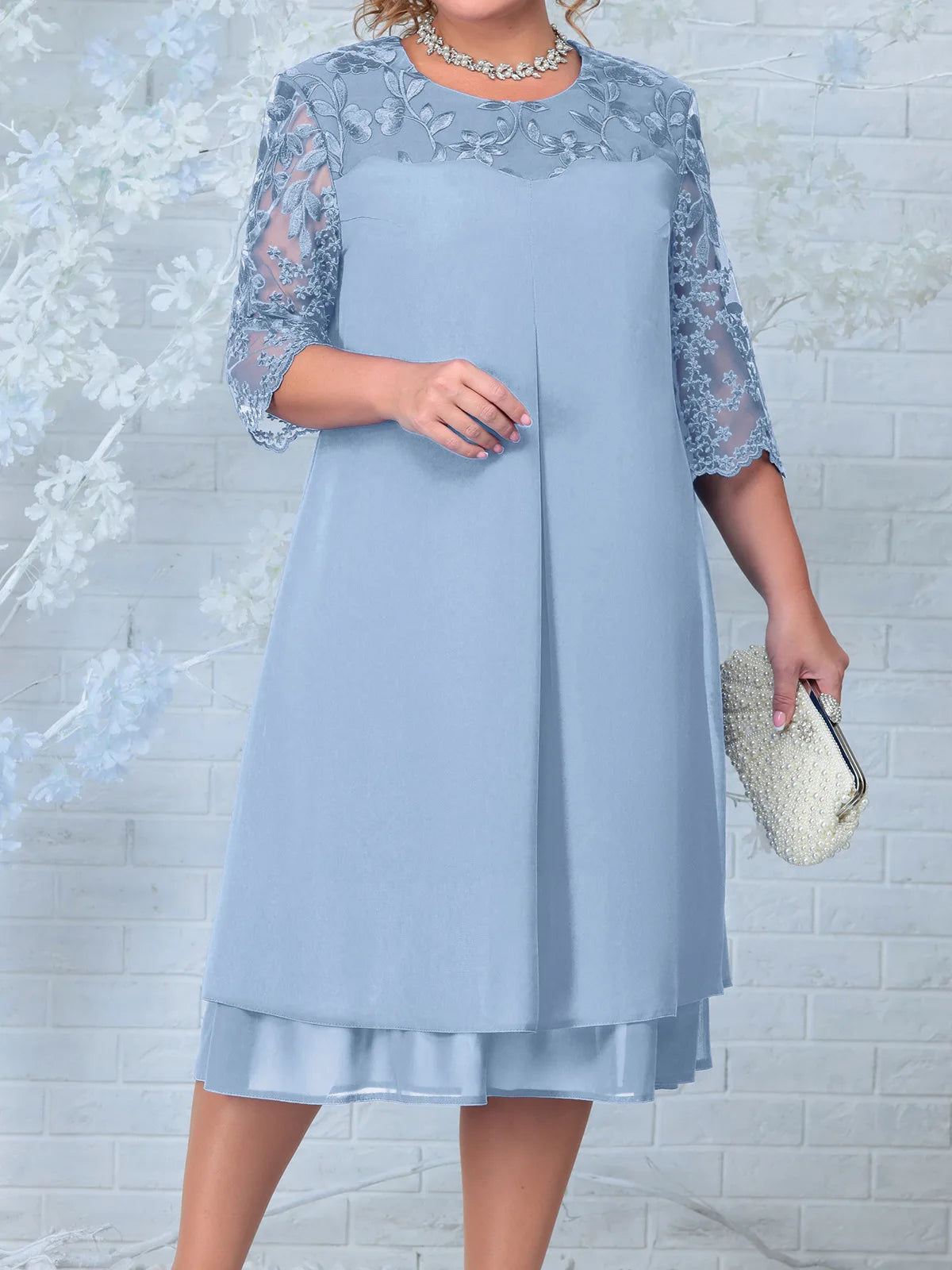 Elegantes Häkel-Bankettkleid für kurvige Frauen
