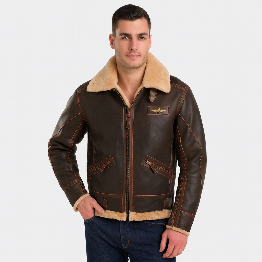 Blouson aviateur homme – Style vintage chaud avec doublure douce
