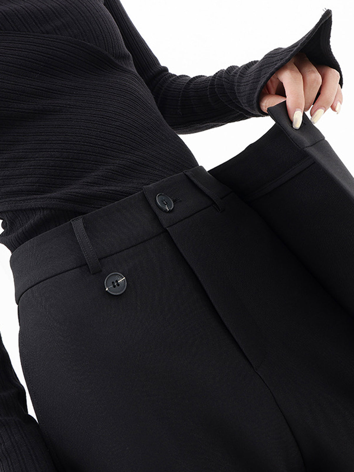 Damenhose Baggy Asymmetrisch mit Doppelknopfleiste