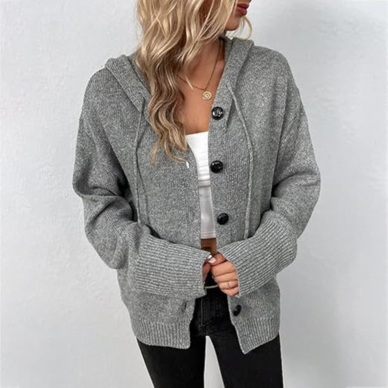 Warme Strickweste für Damen mit Knöpfen