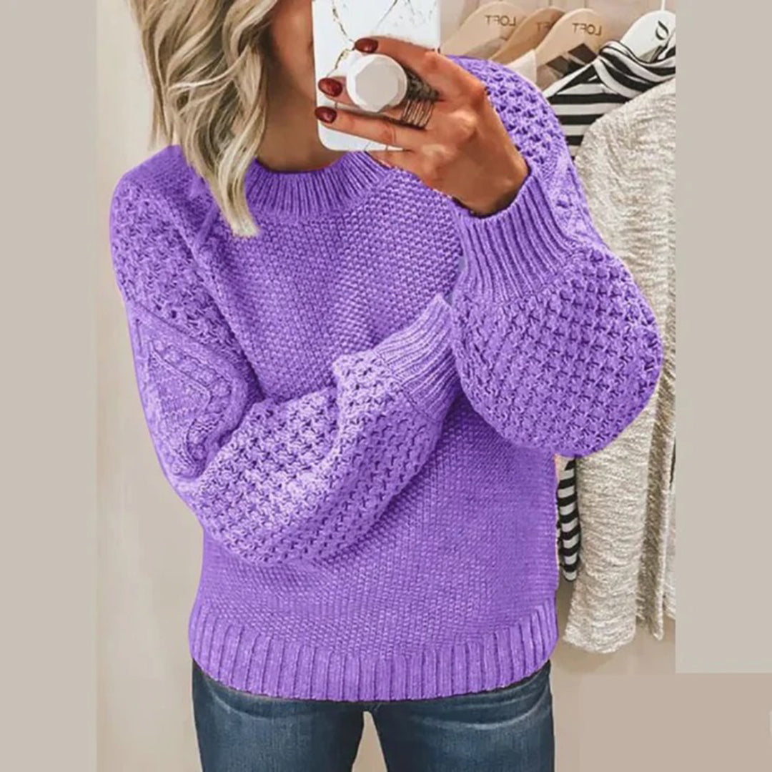 Damenpullover mit strukturierten Ärmeln moderner Strickstil