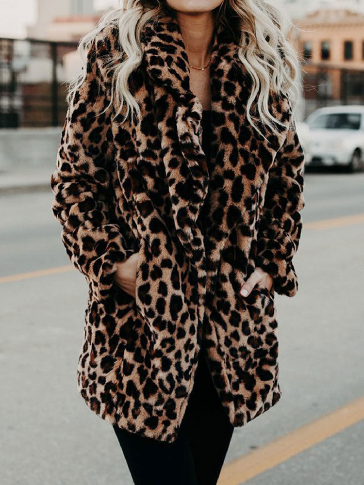 Women's Leopard Coat – Soft Jacket Faux Fur Style