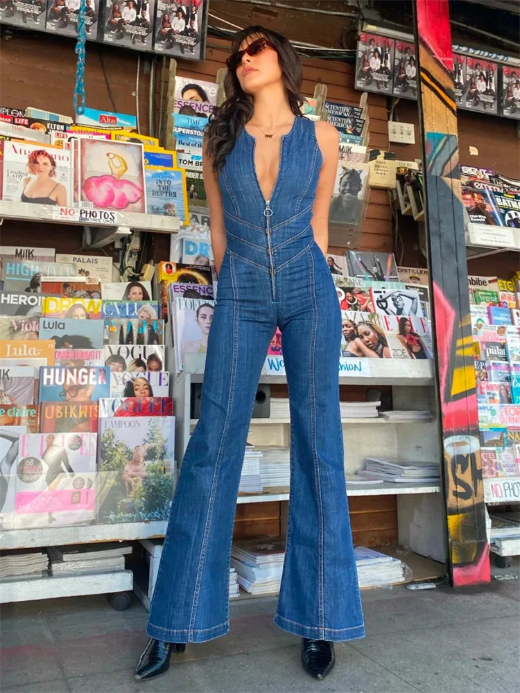 Jeans-Overall mit Herzförmigem Rückenausschnitt für Damen