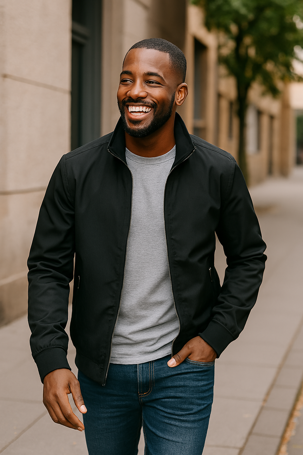 Blouson Bomber Herren Slim Fit Reißverschluss – Leichte Jacke Frühling und Herbst