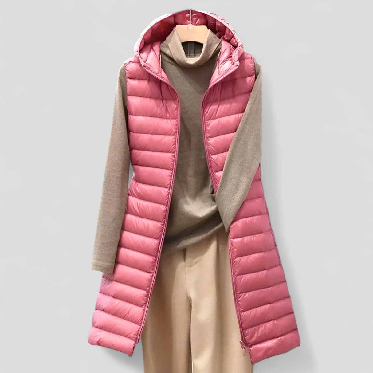 Langer Ärmelloser Damenweste Stepp – Elegantes Winterdesign