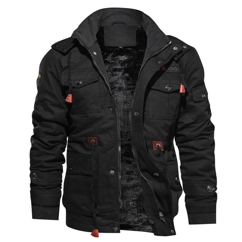 Men's Winter Outdoor Jacket – Warm Padded Coat with Hood