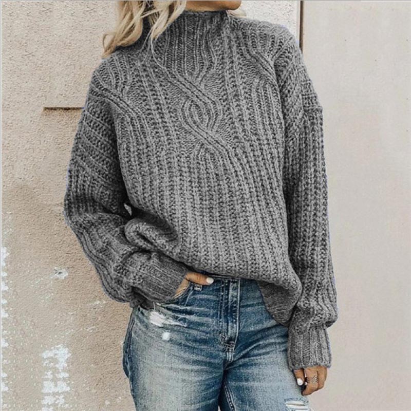 Damenpullover mit Stehkragen und elegantem Muster