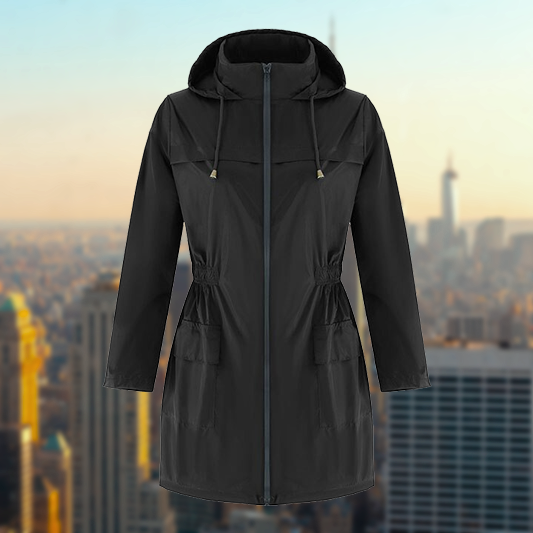 Leichter Damenparka – Übergangsjacke mit Kapuze und verstellbarem Taillenbund