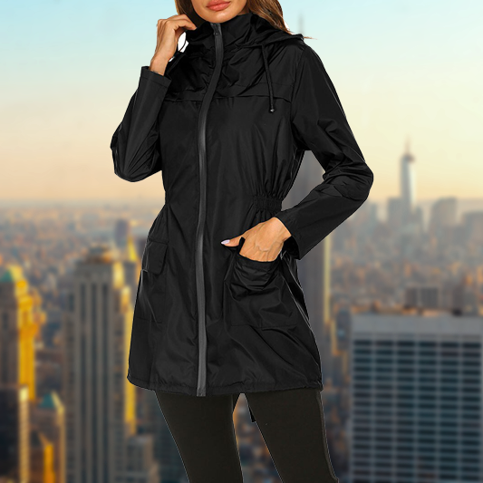 Leichter Damenparka – Übergangsjacke mit Kapuze und verstellbarem Taillenbund