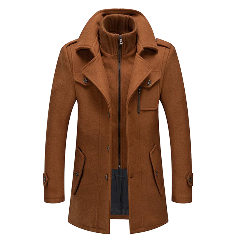Herren-Wintermantel – Eleganter Mantel mit doppeltem Kragen und Reißverschlussverschluss